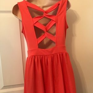Coral Open Back A-Line Sundress